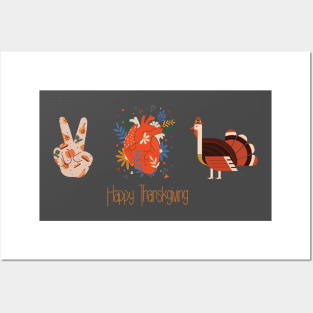 peace love Thanksgiving Turkey Happy pattern Posters and Art